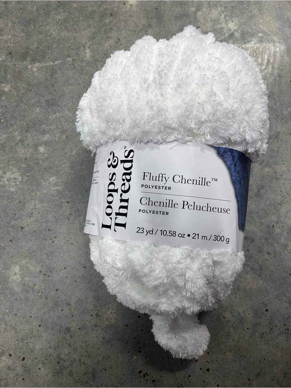 Loops & Threads Fluffy Chenille Polyester Yarn - White